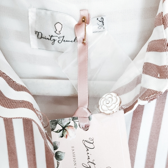 NWT Dainty Jewells XL Pink and White Striped Spring Dress With Floral Buttons - Picture 10 of 10